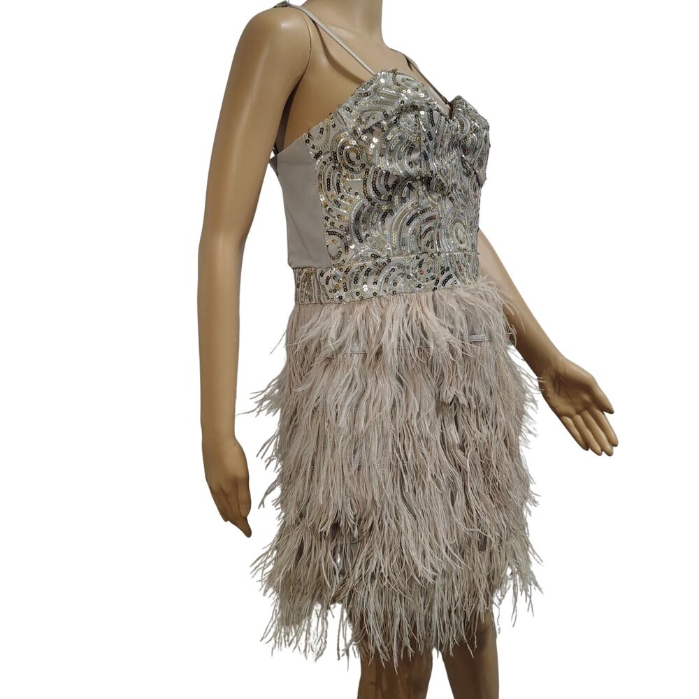 Bebe Blush Pink Roaring 20s Flapper Speakeasy Old Hollywood Cocktail Dress Large